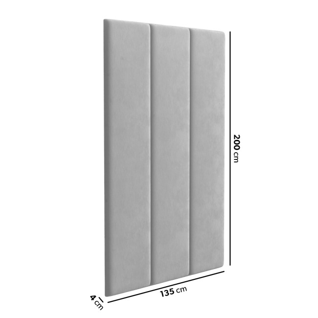 Upholstered Wall-Mounted Headboard Panels in Grey Velvet - Double - Neve