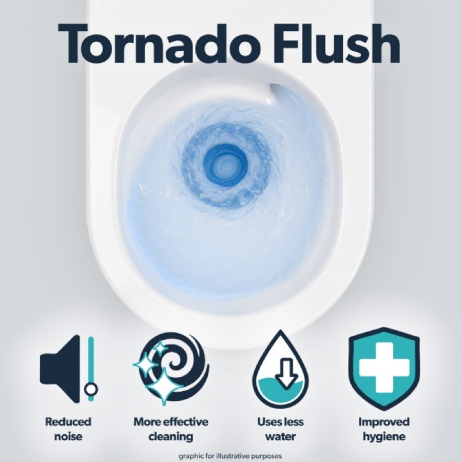 Back to Wall Rimless Short Projection Toilet with Soft Close Seat and Tornado Flush - Newport