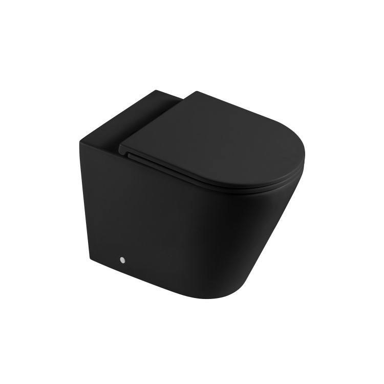 Matt Black Back to Wall Rimless Toilet with Soft Close Seat - Newport