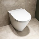 BUN/A1/NEWBTWMW/97589 ONLY OPENED - Matt White Back to Wall Rimless Toilet with Soft Close Seat - Newport