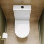Close Coupled Rimless Closed Back Short Projection Toilet with Black Button and Tornado Flush - Newport