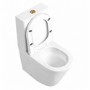 Close Coupled Rimless Closed Back Short Projection Toilet with Brushed Brass Button and Tornado Flush - Newport