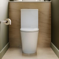 Close Coupled Rimless Closed Back Short Projection Toilet with Chrome Button and Tornado Flush - Newport