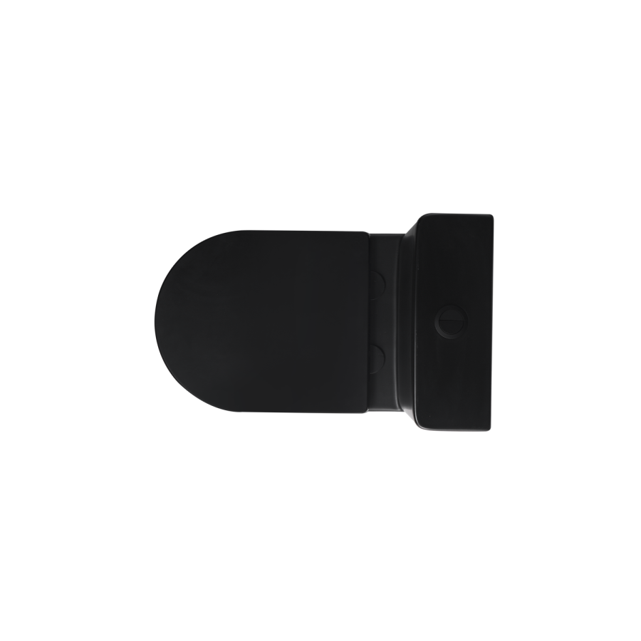 Matt Black Close Coupled Rimless Closed Back Short Projection Toilet with Chrome Button and Tornado Flush - Newport