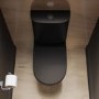 Matt Black Close Coupled Rimless Closed Back Short Projection Toilet with Chrome Button and Tornado Flush - Newport