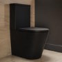 Matt Black Close Coupled Rimless Closed Back Short Projection Toilet with Chrome Button and Tornado Flush - Newport