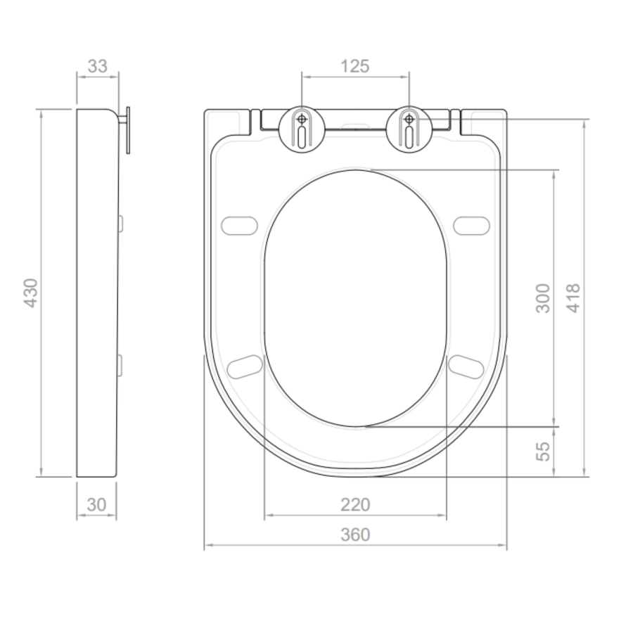 Close Coupled Rimless Open Back Short Projection Toilet with Brushed Brass Button and Tornado Flush - Newport
