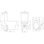 Close Coupled Rimless Open Back Short Projection Toilet with Brushed Brass Button and Tornado Flush - Newport