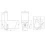 Matt Black Close Coupled Rimless Open Back Short Projection Toilet with Brushed Brass Button and Tornado Flush - Newport