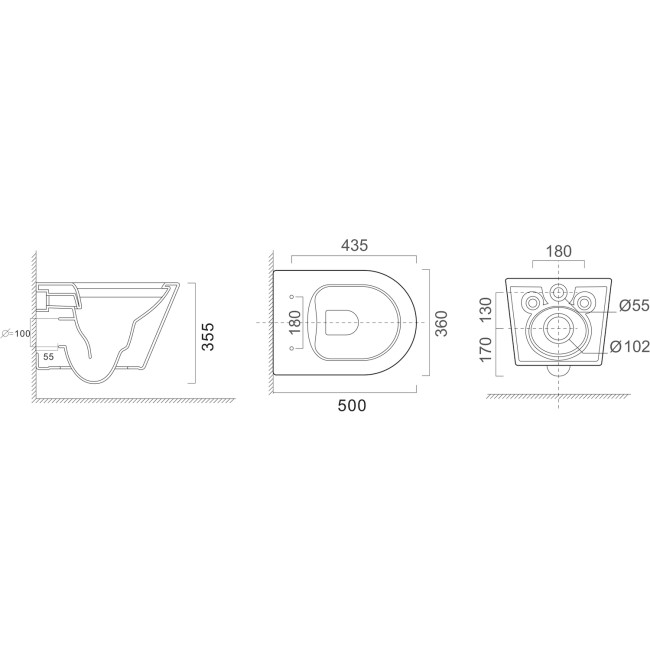 Matt White Wall Hung Rimless Toilet with Soft Close Seat, Chrome Pneumatic Flush Plate, 820mm Frame & Cistern - Newport