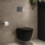 Matt Black Wall Hung Rimless Toilet with Soft Close Seat, Chrome Mechanical Flush Plate with 1160mm Frame & Cistern - Newport