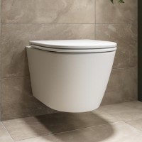 Matt White Wall Hung Rimless Toilet with Soft Close Seat - Newport