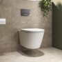 Matt White Wall Hung Rimless Toilet with Soft Close Seat, Chrome Pneumatic Flush Plate, 820mm Frame & Cistern - Newport