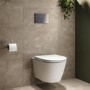 Matt White Wall Hung Rimless Toilet with Soft Close Seat, Chrome Mechanical Flush Plate with 1160mm Frame & Cistern - Newport