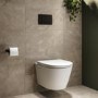 Matt White Wall Hung Rimless Toilet with Close Seat, Matt Black Pneumatic Flush Plate, 1170mm Frame & Cistern - Newport