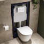 Matt White Wall Hung Rimless Toilet with Soft Close Seat, White Glass Sensor Pneumatic Flush Plate, 1170mm Frame & Cistern - Newport