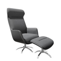 Grey Fabric Recliner Office Chair with Footstool - Nexo