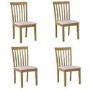 4 New Haven Wooden Dining Chairs with Cream Fabric Seats