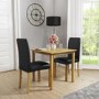 New Haven Small Dining Set with 2 Chairs in Black Faux Leather