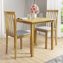 New Haven Dining Set with Small Wood Table & 2 Chairs with Grey Seats