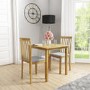 New Haven Dining Set with Small Wood Table & 2 Chairs with Grey Seats
