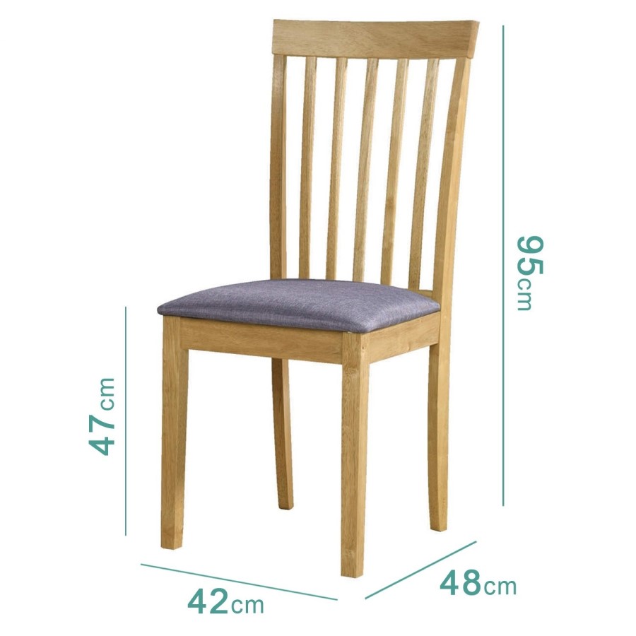 New Haven Dining Set with Small Wood Table & 2 Chairs with Grey Seats