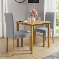 Small Oak Dining Table & 2 Grey Dining Chairs - New Haven Small Oak Dining Table & 2 Grey Dining Chairs - New Haven