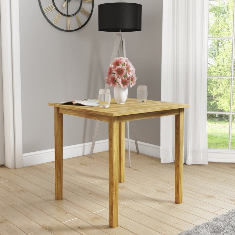 New Haven Solid Oak Dining Table with 2 Natural Velvet Dining Chairs