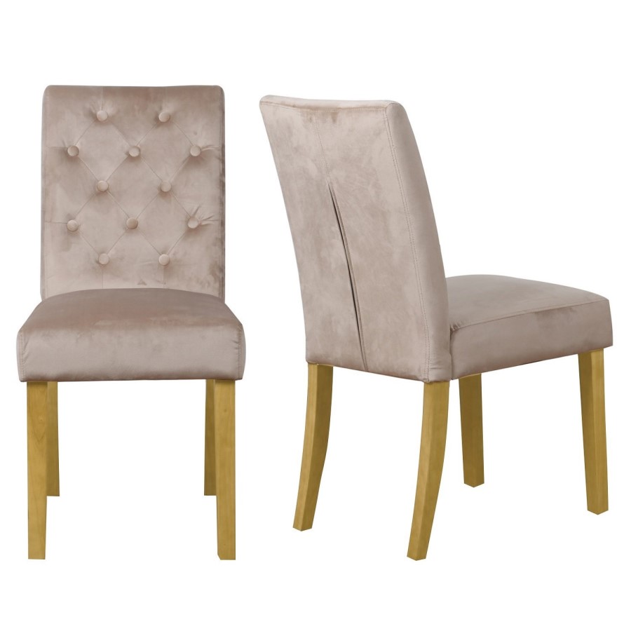 New Haven Solid Oak Dining Table with 2 Natural Velvet Dining Chairs