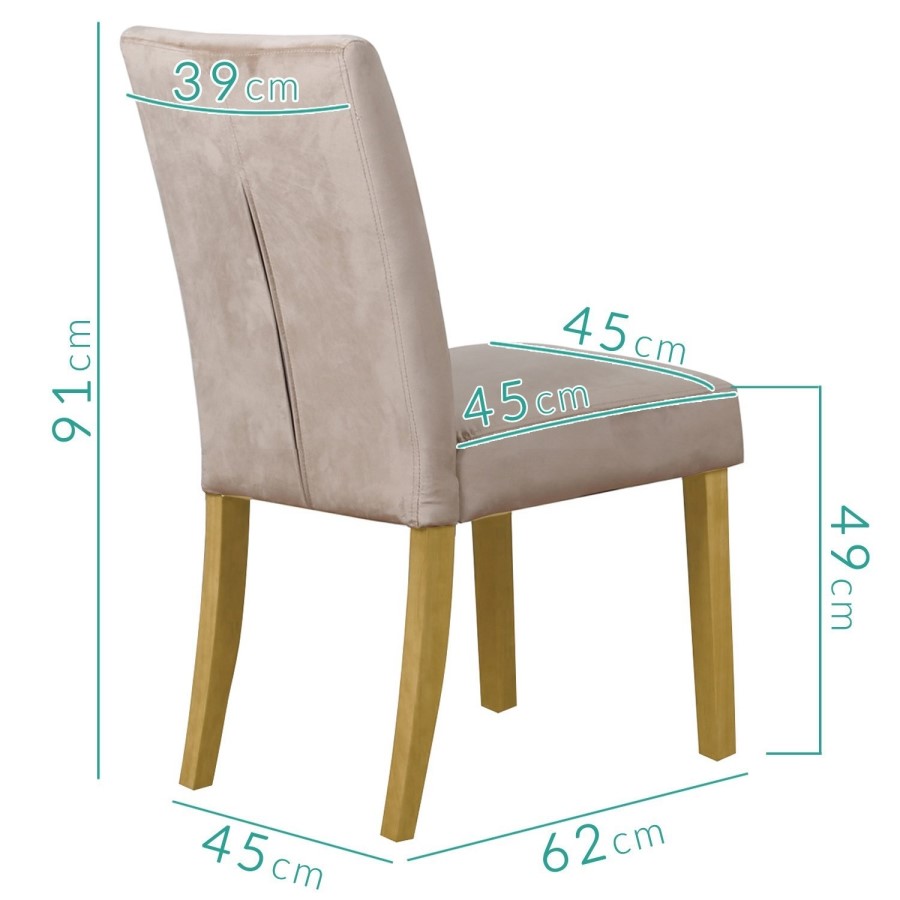 New Haven Solid Oak Dining Table with 2 Natural Velvet Dining Chairs