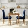 Small Oak Dining Table & 2 Blue Velvet Chairs - New Haven