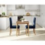 Small Oak Dining Table & 2 Blue Velvet Chairs - New Haven