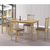 New Haven Medium Dining Set with 4 Slatted Chairs in Grey