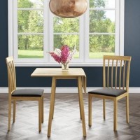 New Haven Drop Leaf Dining Set and 2 Chairs in Black Fabric

