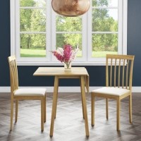 New Haven Drop Leaf Dining Set and 2 Chairs in Cream Fabric New Haven Drop Leaf Dining Set and 2 Chairs in Cream Fabric