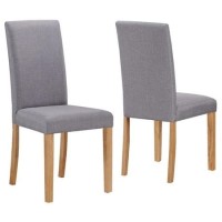New Haven Oak Dining Set with Small Drop Leaf Table & 2 Grey Fabric Chairs