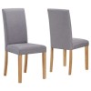 New Haven Oak Dining Set with Small Drop Leaf Table &amp; 2 Grey Fabric Chairs