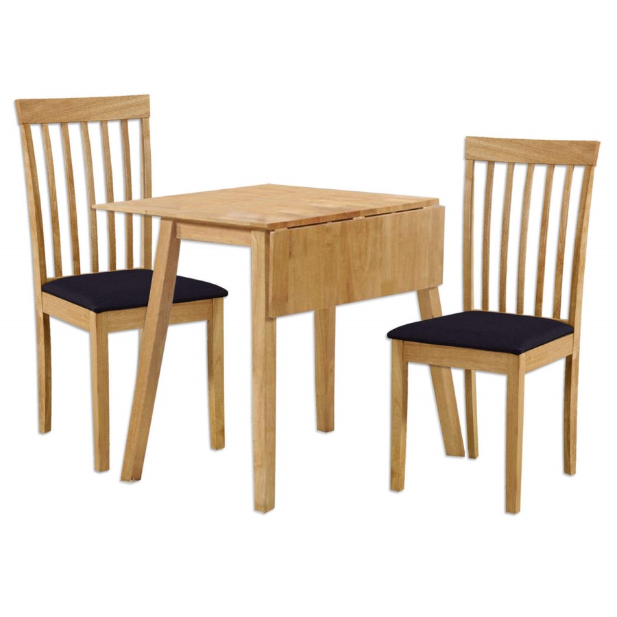 New Haven Drop Leaf Dining Set and 2 Chairs in Black Fabric