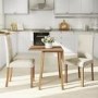 Oak Drop Leaf Dining Table & 2 Cream Velvet Chairs