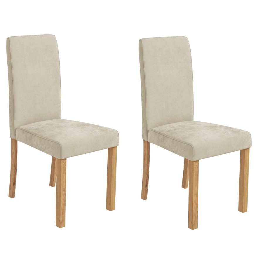 Oak Drop Leaf Dining Table & 2 Cream Velvet Chairs