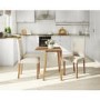 Oak Drop Leaf Dining Table & 2 Cream Velvet Chairs
