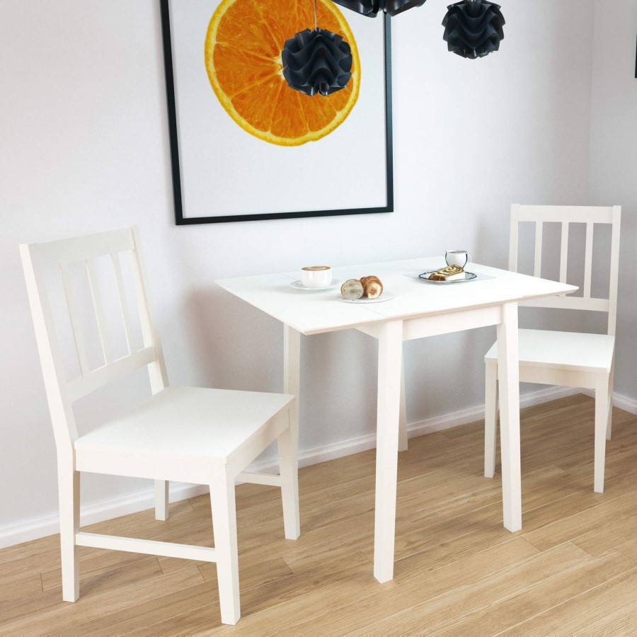 GRADE A3 - New Haven Drop Leaf Dining Table in Stone White