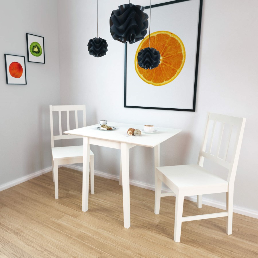 GRADE A3 - New Haven Drop Leaf Dining Table in Stone White