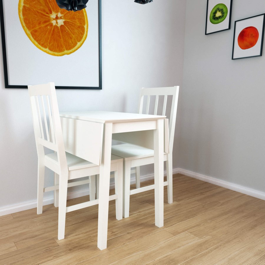 GRADE A3 - New Haven Drop Leaf Dining Table in Stone White