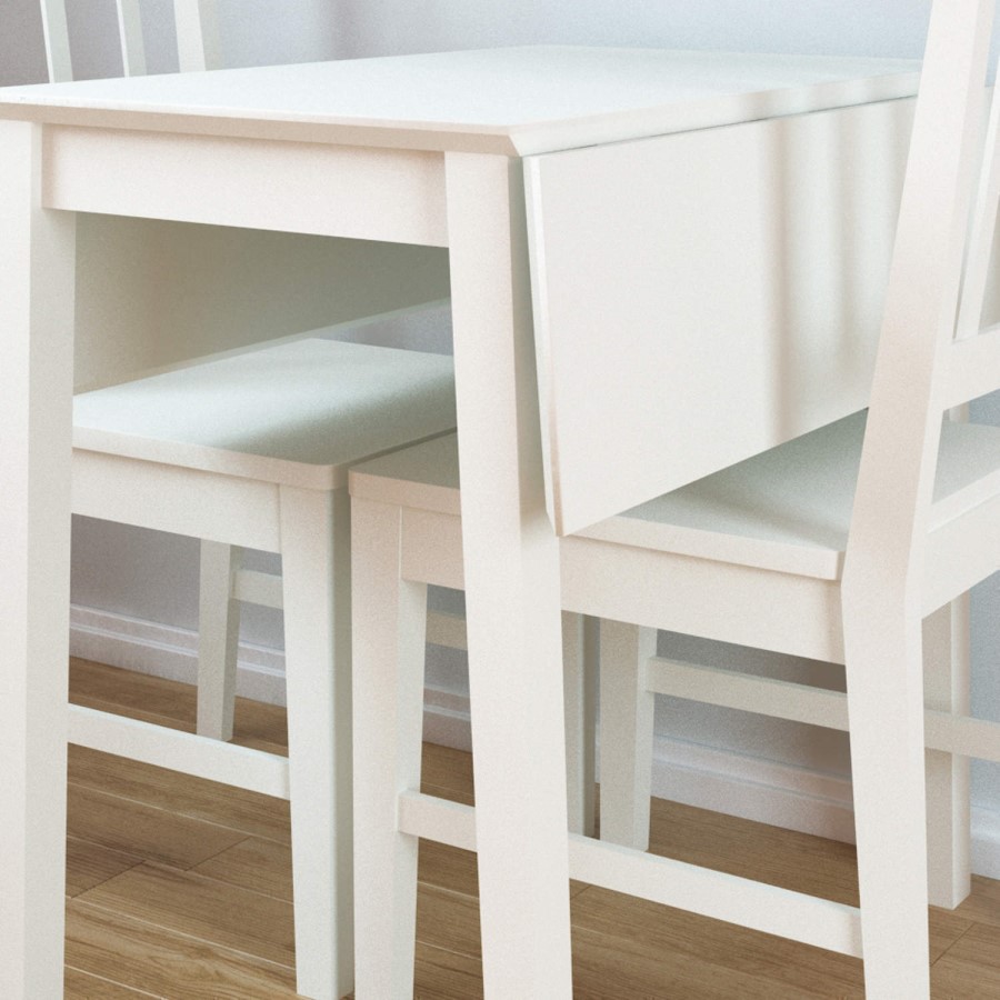 GRADE A3 - New Haven Drop Leaf Dining Table in Stone White