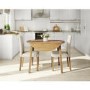 Round Oak Drop Leaf Dining Table & 2 Cream Velvet Chairs - New Haven