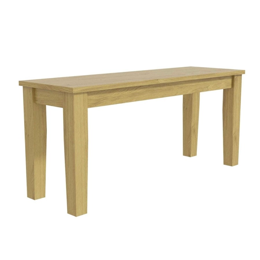 New Haven Oak Extendable Dining Set with 2 Black Faux Leather and 1 Bench