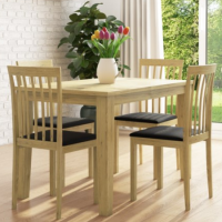 New Haven Oak Extendable Dining Set with 4 Dining Chairs