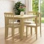 New Haven Oak Extendable Dining Set with 4 Wooden Chairs in Cream Fabric