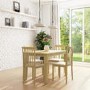 New Haven Oak Extendable Dining Set with 4 Wooden Chairs in Cream Fabric